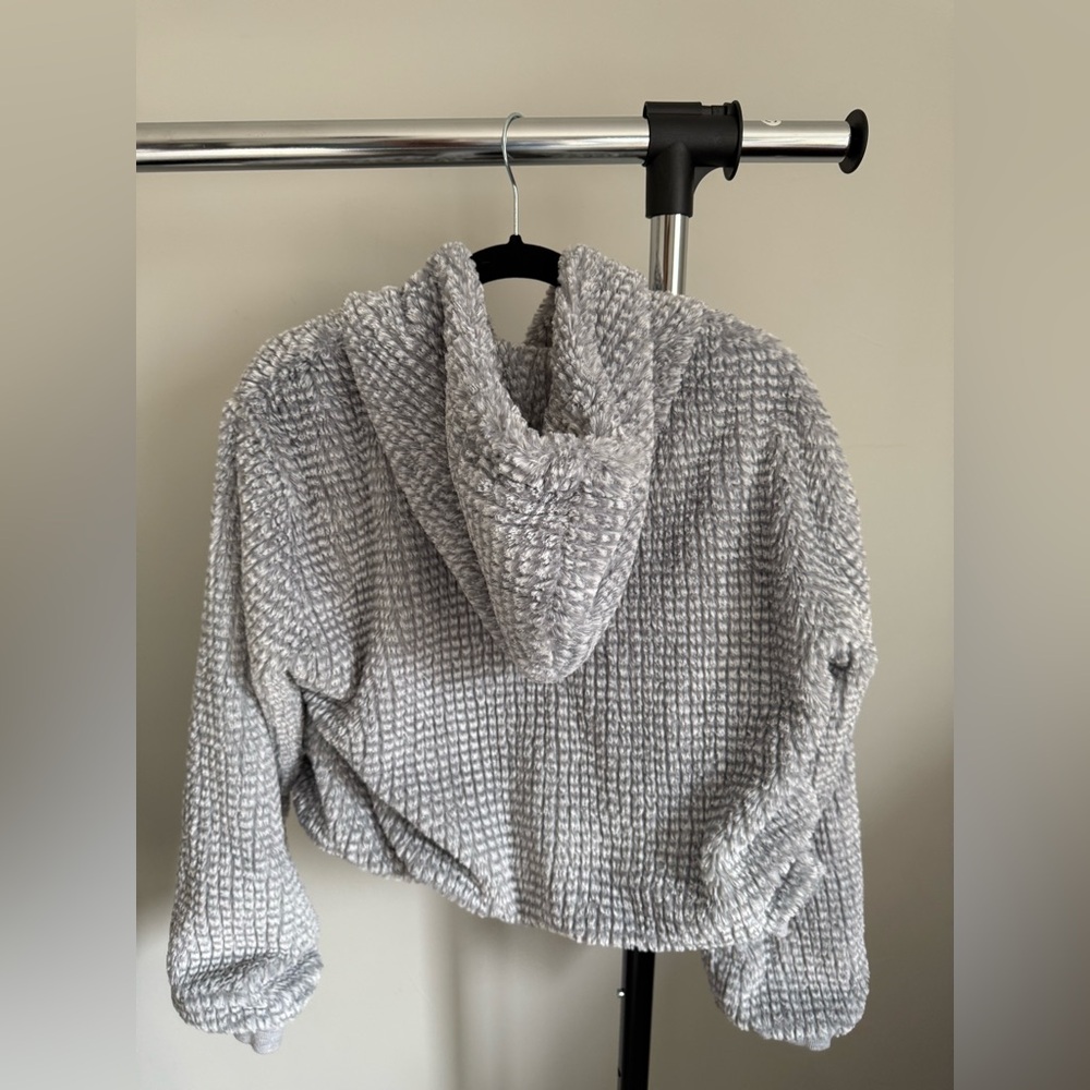 Anthropologie Saturday Sunday Size M Gray Nanette Sherpa Jersey Lined Hoodie - Picture 4 of 8